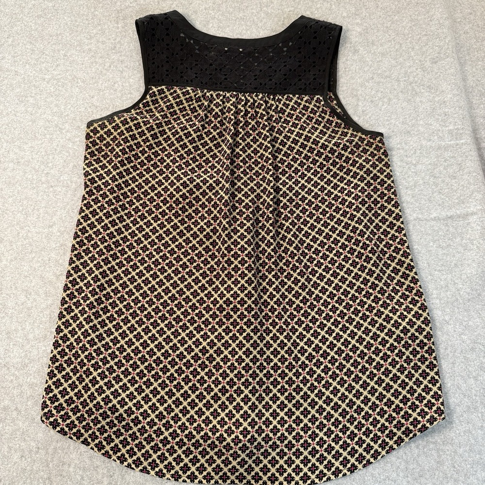 Daniel Rainn Sleeveless Top Womens Size Med Black Tan Geometric Eyelet Lace Boho - Picture 7 of 7
